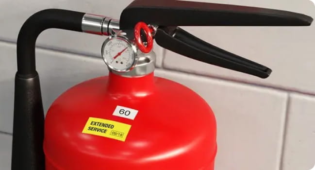 Brother P-touch label on fire extinguisher