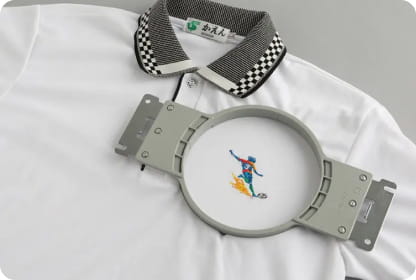 Round embroidery frame on polo shirtRound embroidery frame on polo shirt