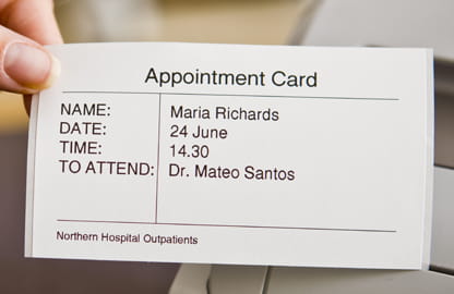 Appointment card label
