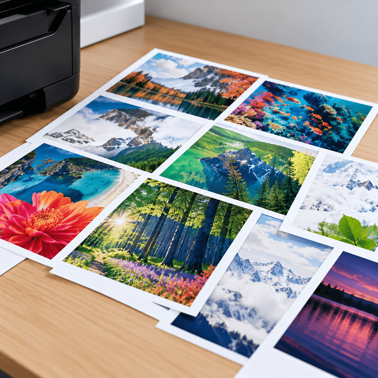 Colourful image-rich documents on a desk