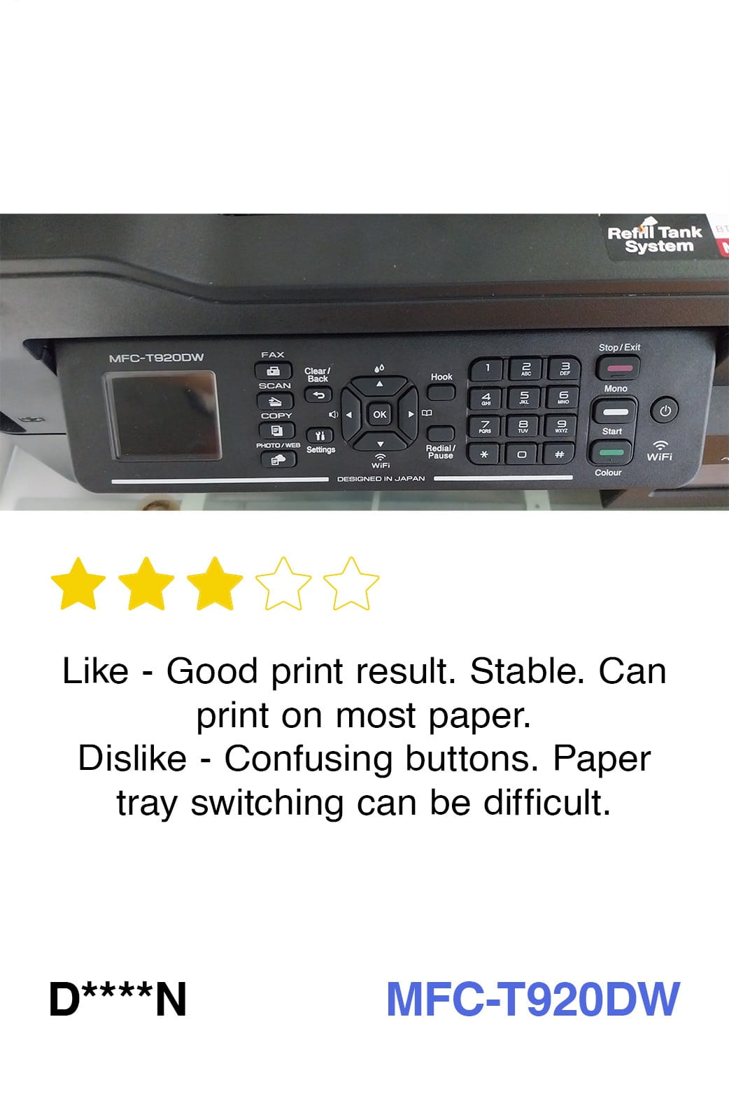 Brother MFC-T920DW Ink Tank Printer review