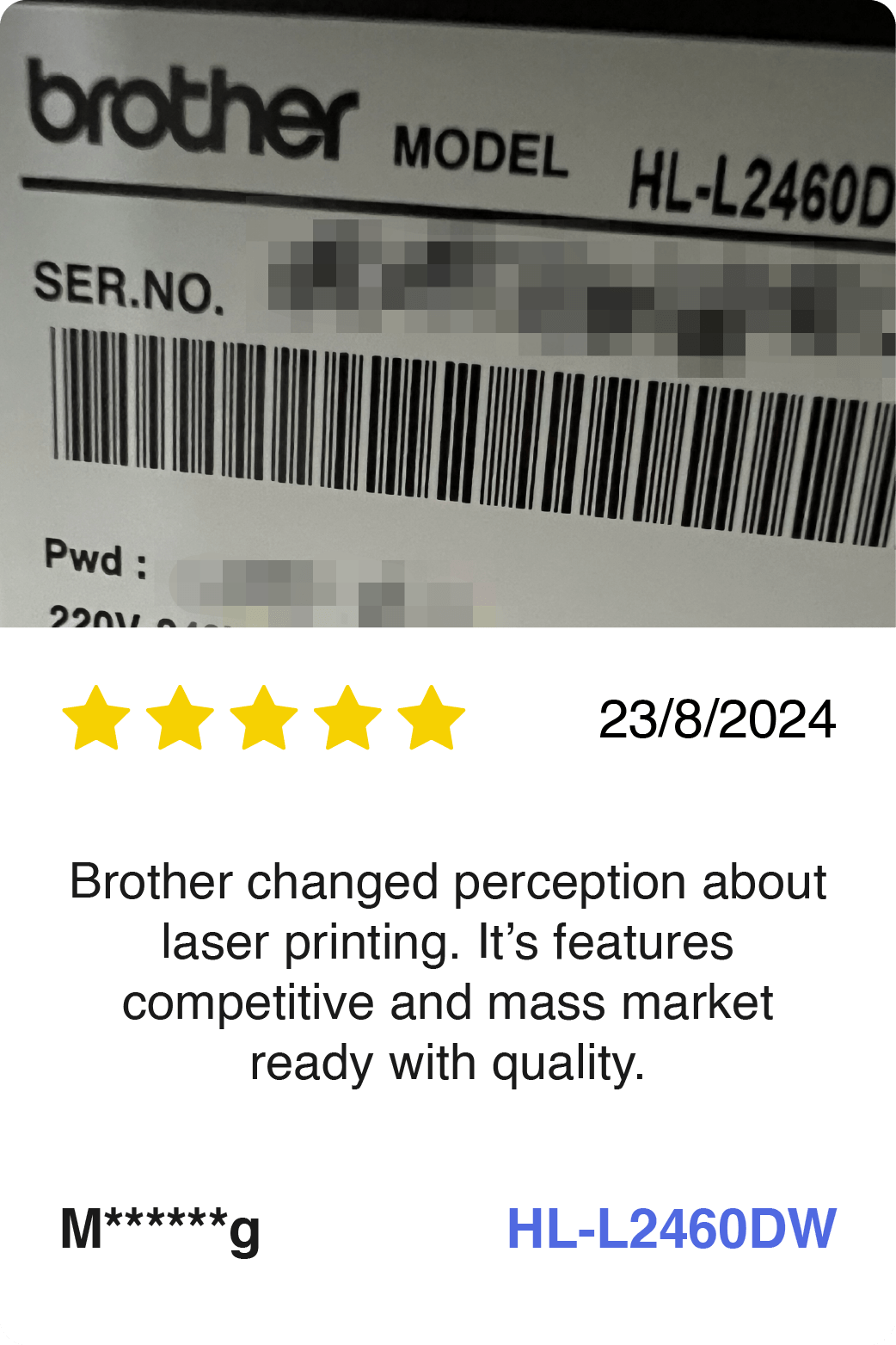 Brother HL-L2460DW Mono Laser Printer review